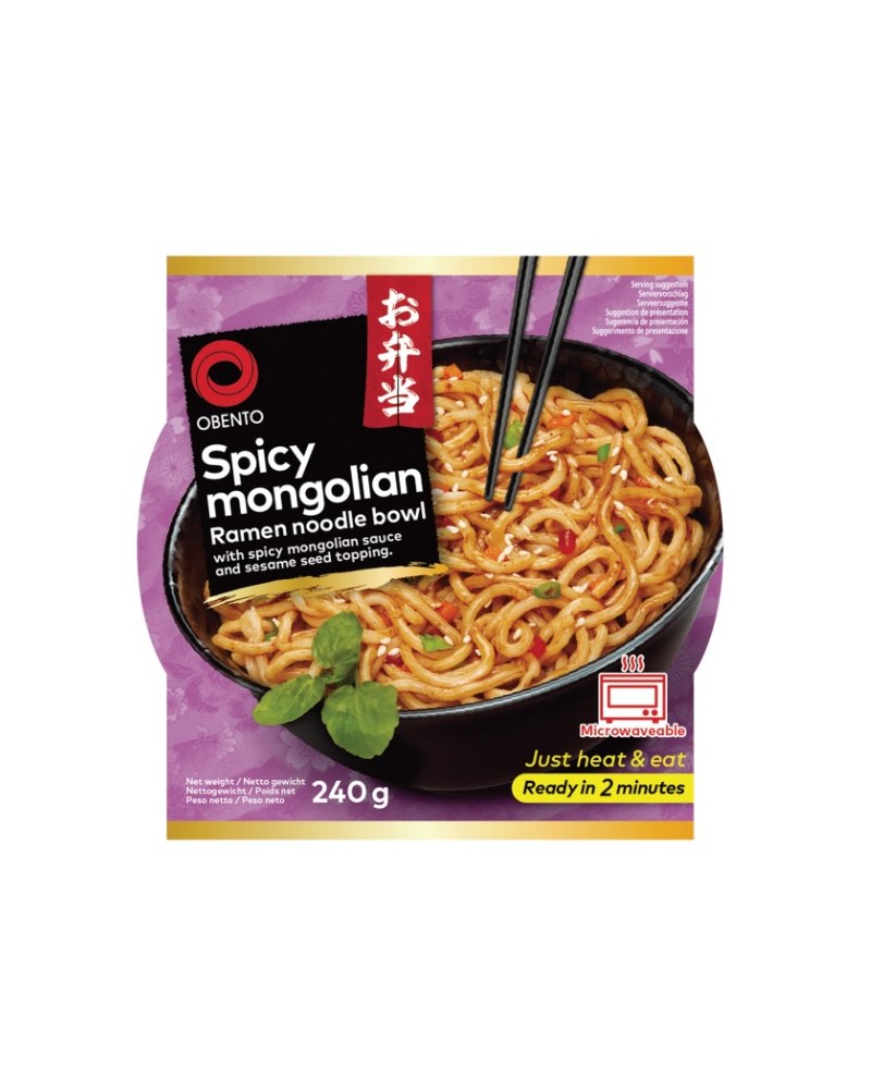 Obento Ramen Noodle Bowl Spicy Mongolian 240gr