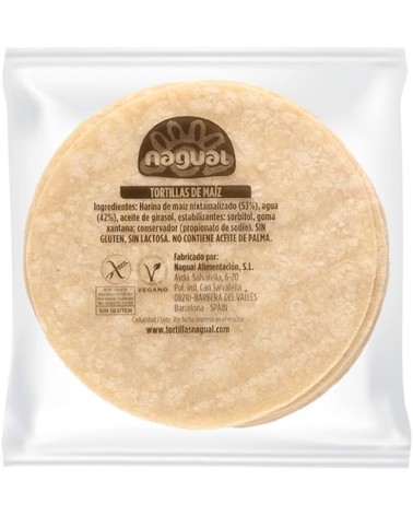 Tortilla de maíz amarillo Nagual 12cm 20uds
